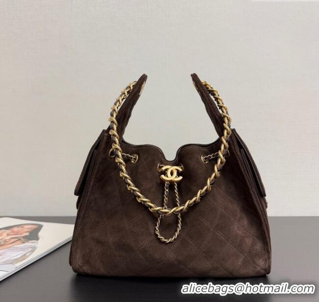 Market Sells Chanel 25 Small Handbag in Suede AS5293 Dark Brown Spring-Summer 2025