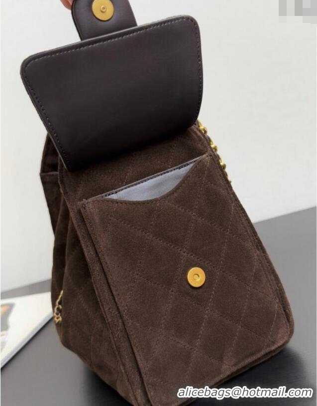 Market Sells Chanel 25 Small Handbag in Suede AS5293 Dark Brown Spring-Summer 2025