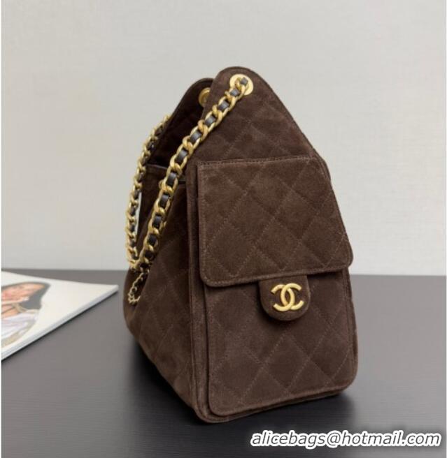 Market Sells Chanel 25 Small Handbag in Suede AS5293 Dark Brown Spring-Summer 2025