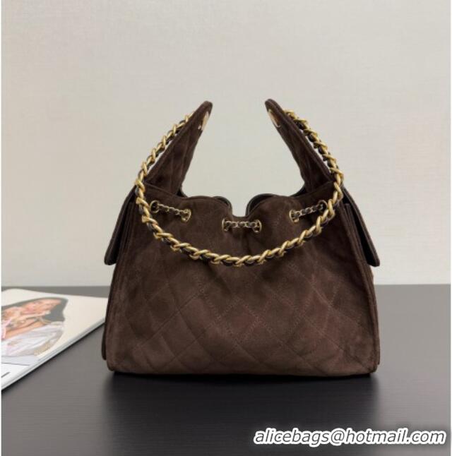 Market Sells Chanel 25 Small Handbag in Suede AS5293 Dark Brown Spring-Summer 2025