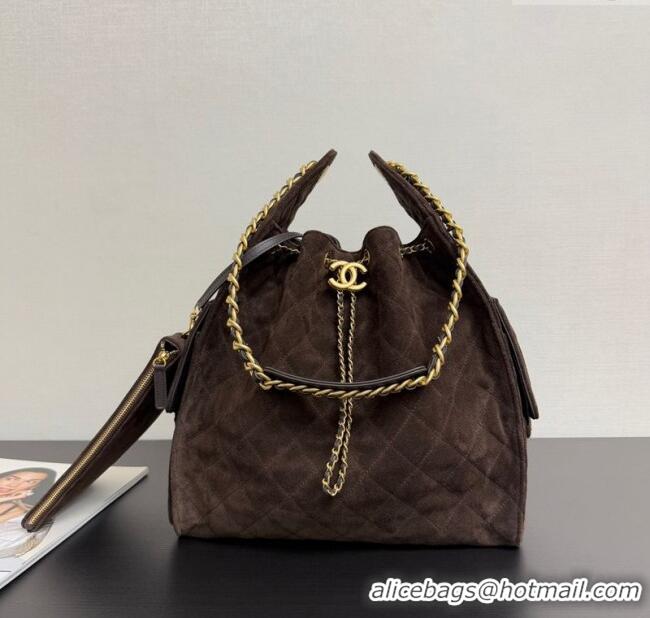 New Design Chanel 25 Suede Medium Handbag AS5311 Dark Brown 2025