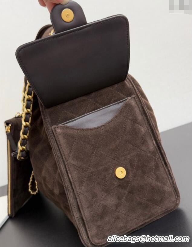 New Design Chanel 25 Suede Medium Handbag AS5311 Dark Brown 2025