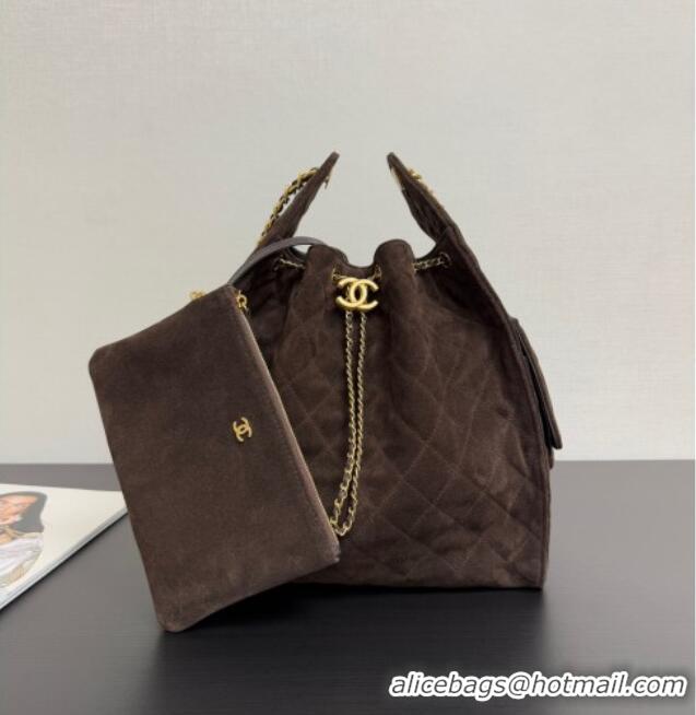 New Design Chanel 25 Suede Medium Handbag AS5311 Dark Brown 2025