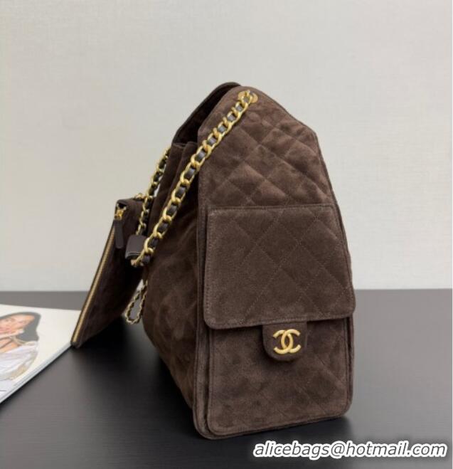 New Design Chanel 25 Suede Medium Handbag AS5311 Dark Brown 2025