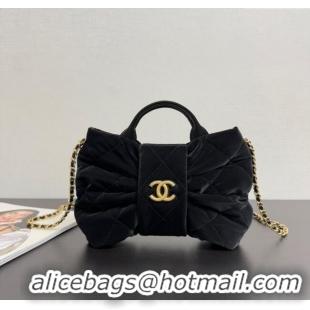 Buy New Cheap Chanel Velvet-Effect Nylon Mini Bow Bag AS5849 Black 2025