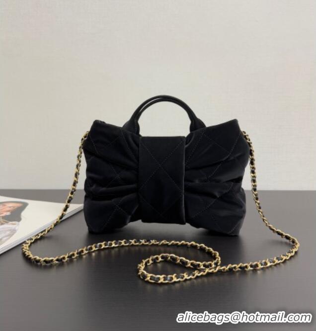 Buy New Cheap Chanel Velvet-Effect Nylon Mini Bow Bag AS5849 Black 2025
