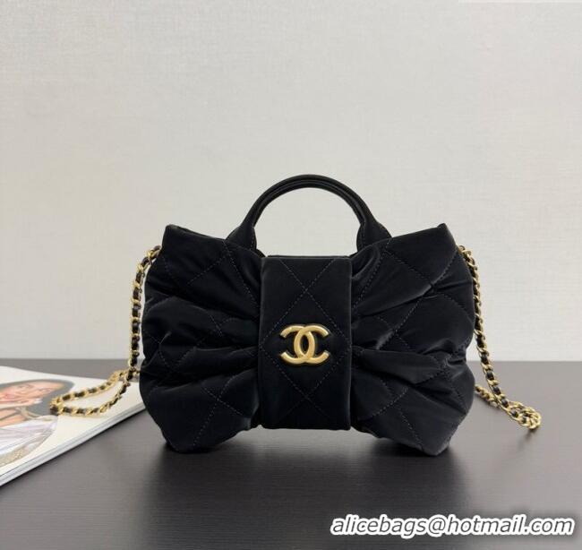 Buy New Cheap Chanel Velvet-Effect Nylon Mini Bow Bag AS5849 Black 2025