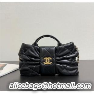 Buy Classic Chanel Shiny Lambskin Mini Bow Bag AS5849 Black 2025