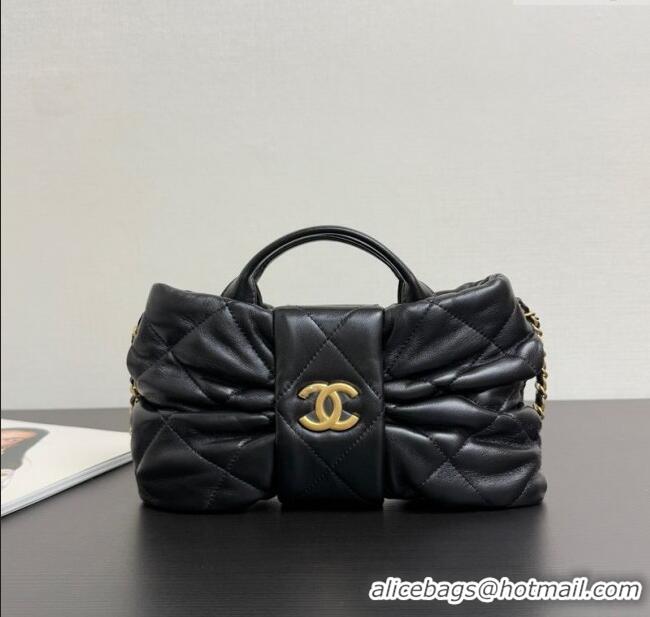 Buy Classic Chanel Shiny Lambskin Mini Bow Bag AS5849 Black 2025