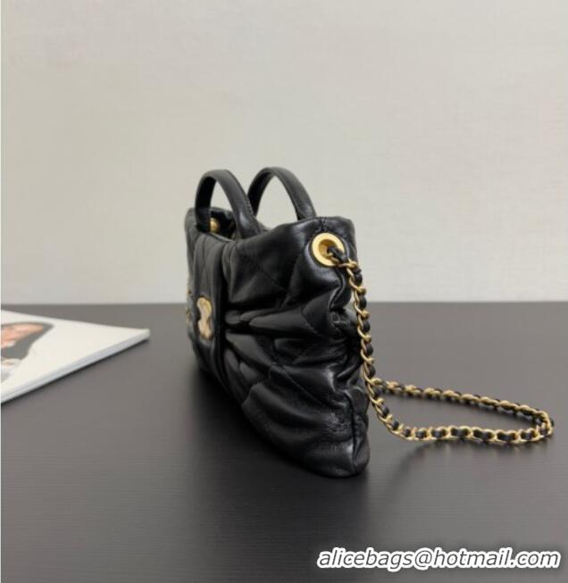 Buy Classic Chanel Shiny Lambskin Mini Bow Bag AS5849 Black 2025