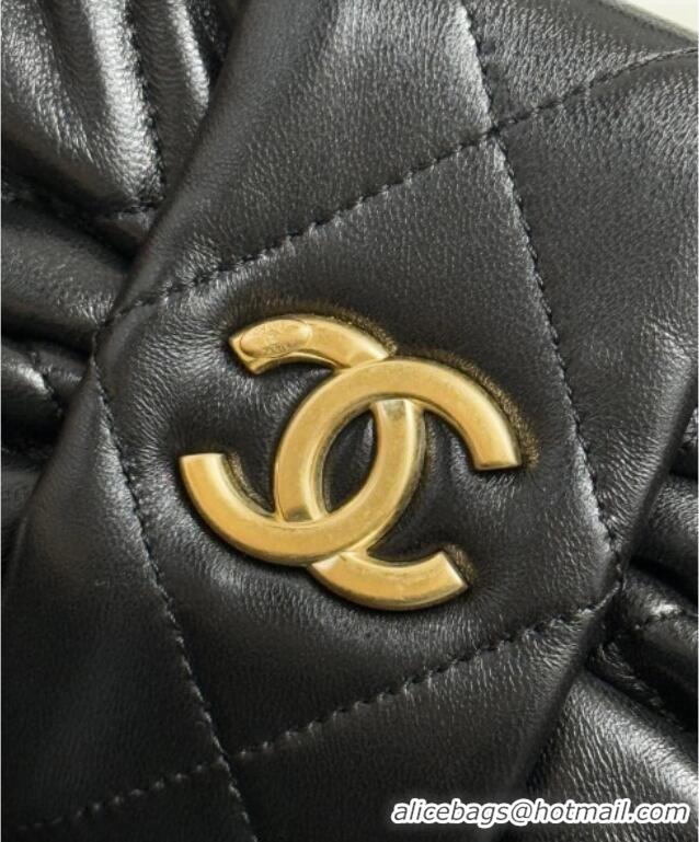 Buy Classic Chanel Shiny Lambskin Mini Bow Bag AS5849 Black 2025