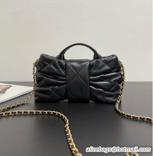 Buy Classic Chanel Shiny Lambskin Mini Bow Bag AS5849 Black 2025