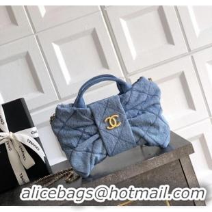 Market Sells Chanel Quilted Denim Mini Bow Bag AS5849 Light Blue 2025
