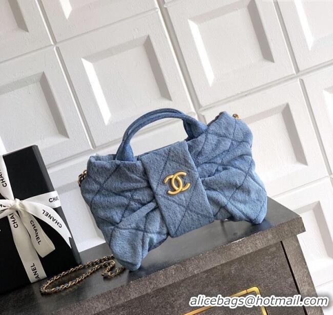 Market Sells Chanel Quilted Denim Mini Bow Bag AS5849 Light Blue 2025