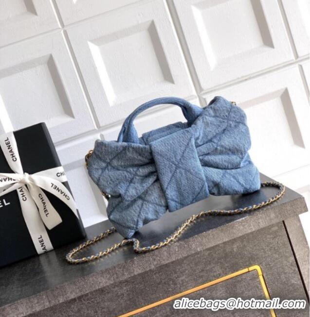 Market Sells Chanel Quilted Denim Mini Bow Bag AS5849 Light Blue 2025