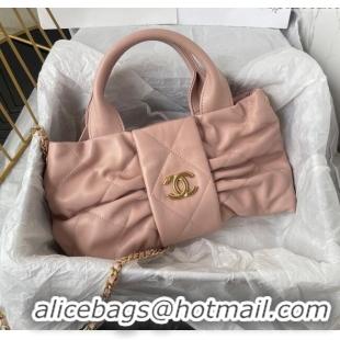 Classic Cheap Chanel Shiny Lambskin Mini Bow Bag AS5849 Light Pink 2025