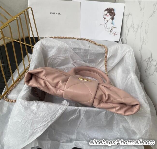 Classic Cheap Chanel Shiny Lambskin Mini Bow Bag AS5849 Light Pink 2025