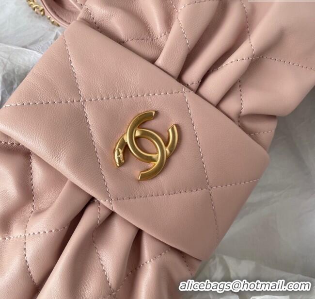 Classic Cheap Chanel Shiny Lambskin Mini Bow Bag AS5849 Light Pink 2025