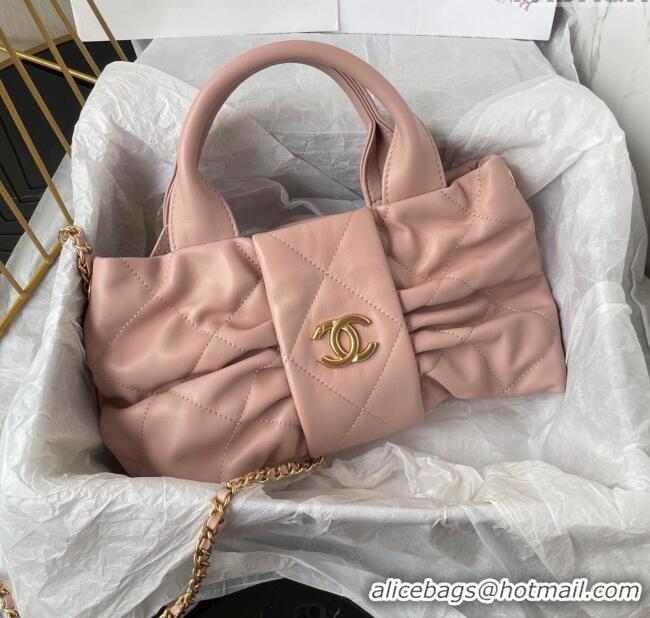 Classic Cheap Chanel Shiny Lambskin Mini Bow Bag AS5849 Light Pink 2025