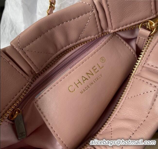 Classic Cheap Chanel Shiny Lambskin Mini Bow Bag AS5849 Light Pink 2025