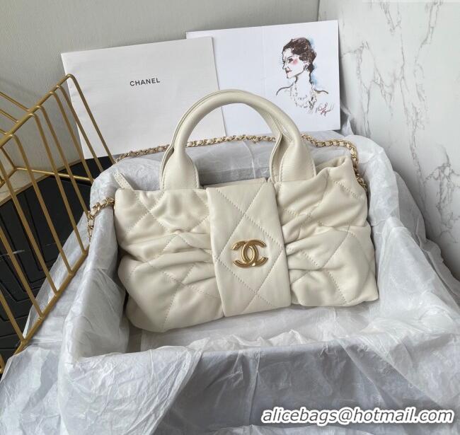 Grade Quality Chanel Shiny Lambskin Mini Bow Bag AS5849 White 2025