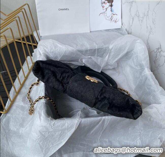 Best Price Chanel Denim Mini Bow Bag AS5849 Black 2025