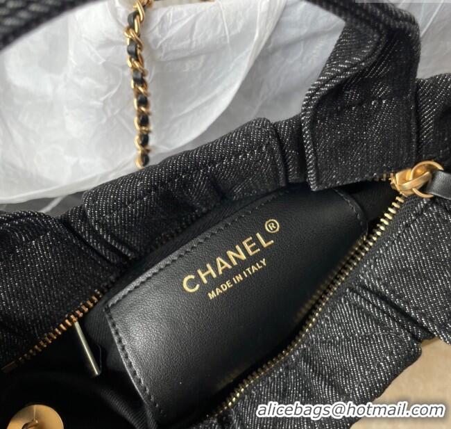 Best Price Chanel Denim Mini Bow Bag AS5849 Black 2025