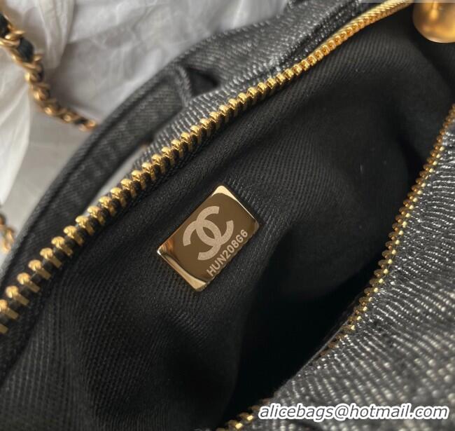 Best Price Chanel Denim Mini Bow Bag AS5849 Black 2025