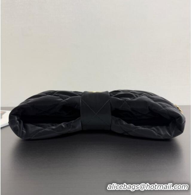Top Grade Chanel Velvet-Effect Nylon Bow Bag AS5851 Black 2025
