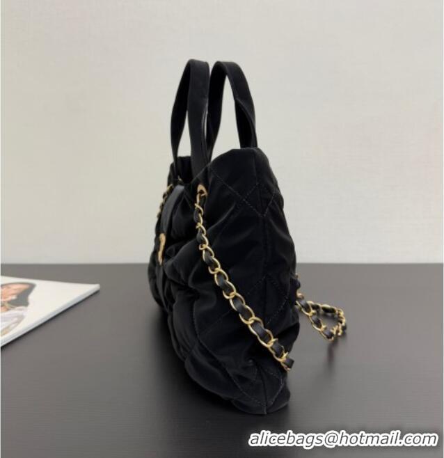 Top Grade Chanel Velvet-Effect Nylon Bow Bag AS5851 Black 2025