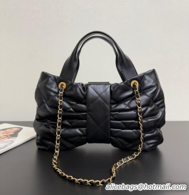 Modern Classic Chanel Shiny Lambskin Bow Bag AS5851 Black 2025