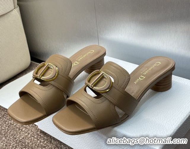 Top Grade Dior 30 Montaigne Heel Slides Sandal 4.5cm in Calfskin Leather Beige DR082205 822092