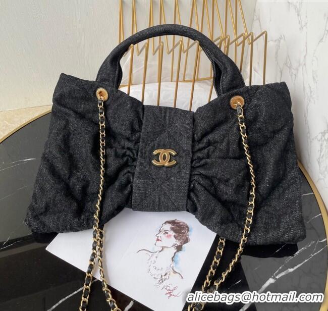 Top Quality Chanel Denim Bow Bag AS5851 Black 2025