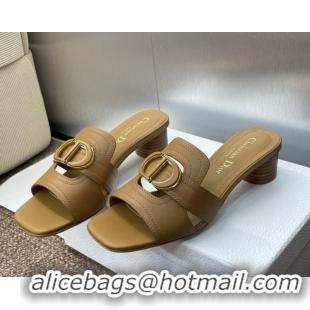 Durable Dior 30 Montaigne Heel Slides Sandal 4.5cm in Calfskin Leather Brown DR082205 0822094