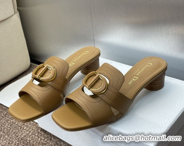 Durable Dior 30 Montaigne Heel Slides Sandal 4.5cm in Calfskin Leather Brown DR082205 0822094