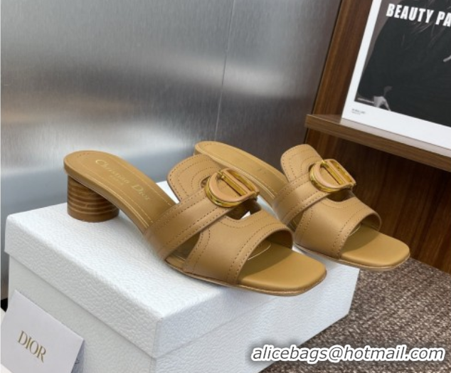 Durable Dior 30 Montaigne Heel Slides Sandal 4.5cm in Calfskin Leather Brown DR082205 0822094
