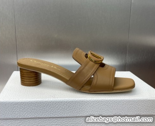Durable Dior 30 Montaigne Heel Slides Sandal 4.5cm in Calfskin Leather Brown DR082205 0822094