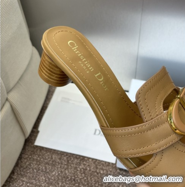 Durable Dior 30 Montaigne Heel Slides Sandal 4.5cm in Calfskin Leather Brown DR082205 0822094
