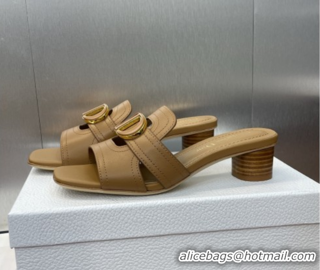 Durable Dior 30 Montaigne Heel Slides Sandal 4.5cm in Calfskin Leather Brown DR082205 0822094