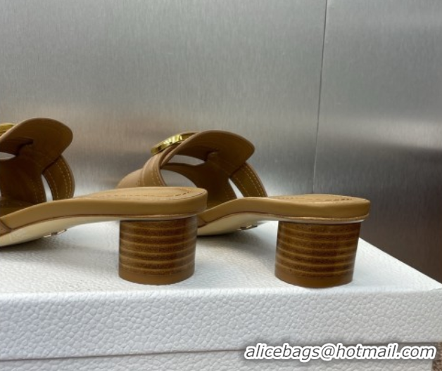 Durable Dior 30 Montaigne Heel Slides Sandal 4.5cm in Calfskin Leather Brown DR082205 0822094