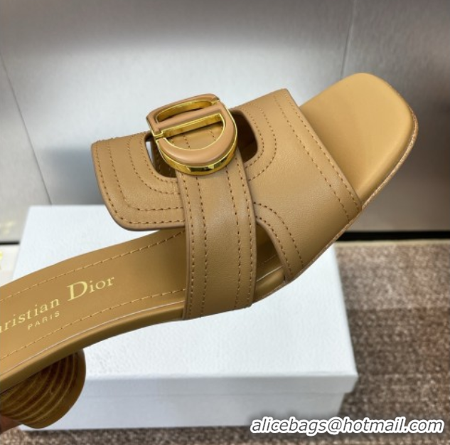 Durable Dior 30 Montaigne Heel Slides Sandal 4.5cm in Calfskin Leather Brown DR082205 0822094