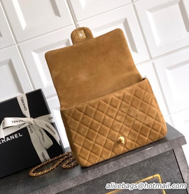 Buy New Cheap Chanel Suede Flap Bag CH101103 Brown 2025
