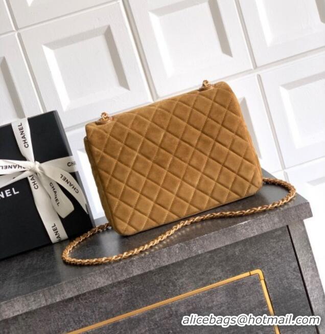 Buy New Cheap Chanel Suede Flap Bag CH101103 Brown 2025