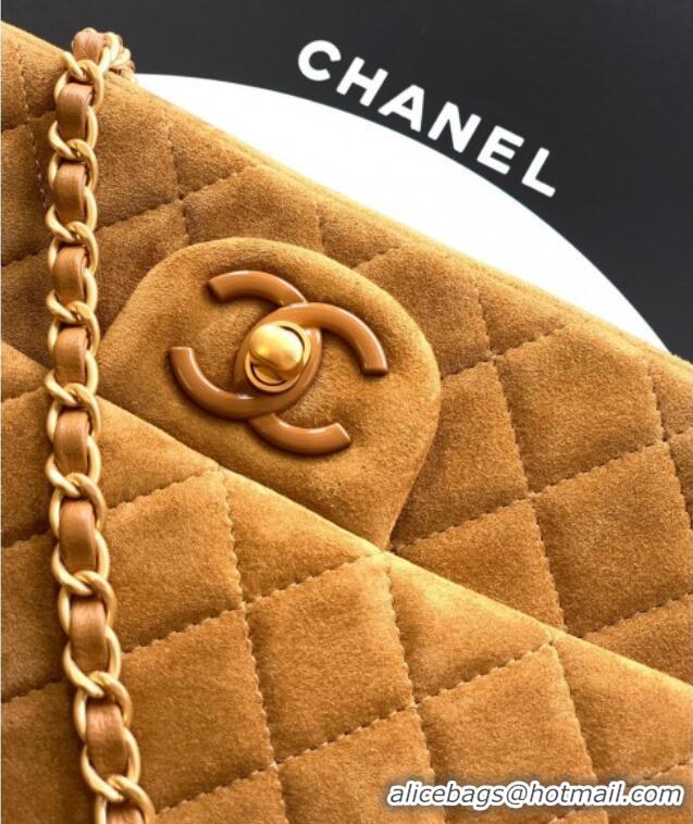 Buy New Cheap Chanel Suede Flap Bag CH101103 Brown 2025
