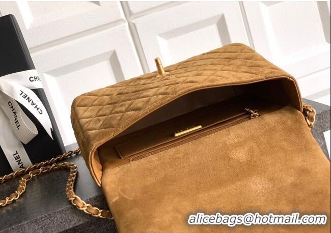 Buy New Cheap Chanel Suede Flap Bag CH101103 Brown 2025