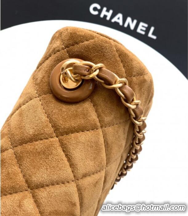 Buy New Cheap Chanel Suede Flap Bag CH101103 Brown 2025