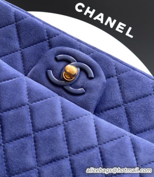 Buy Fashionable Chanel Suede Flap Bag CH101103 Royal Blue 2025