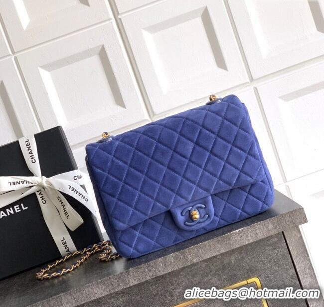 Buy Fashionable Chanel Suede Flap Bag CH101103 Royal Blue 2025