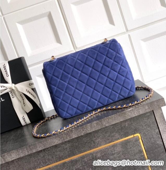 Buy Fashionable Chanel Suede Flap Bag CH101103 Royal Blue 2025