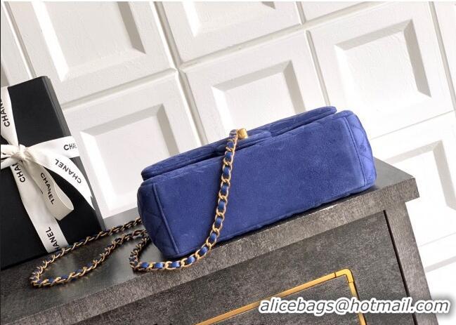 Buy Fashionable Chanel Suede Flap Bag CH101103 Royal Blue 2025